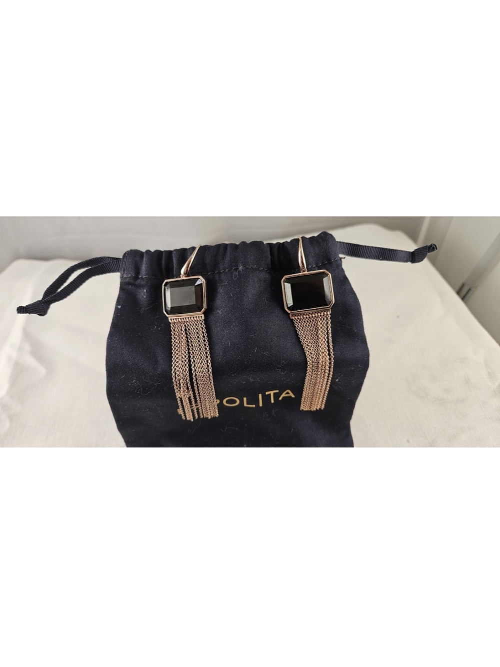 Lolita Brown Stone Rose Gold Chain Tassel Earrings, 925 over rose gold 🥰🤩🥳🎊 🔥